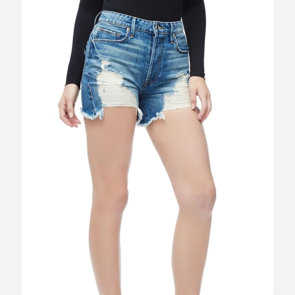 GOOD AMERICAN Shorts Distressed High Waist Size 6/28 Button fly‎